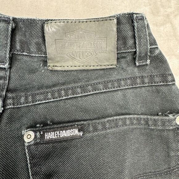 Vtg USA Harley Davidson Black Jeans Denim Women's Size 2 Long Classic Fit 24x33 - Picture 6 of 16